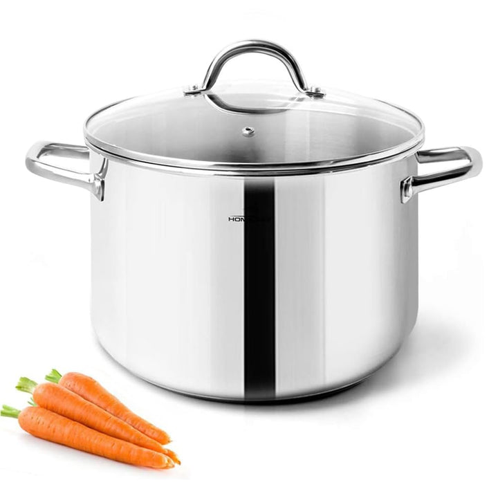 HOMICHEF Kleiner Suppentopf aus nickelfreiem Edelstahl (20,5 cm 3,8 Liter) - Spiegelpolierter Edelst