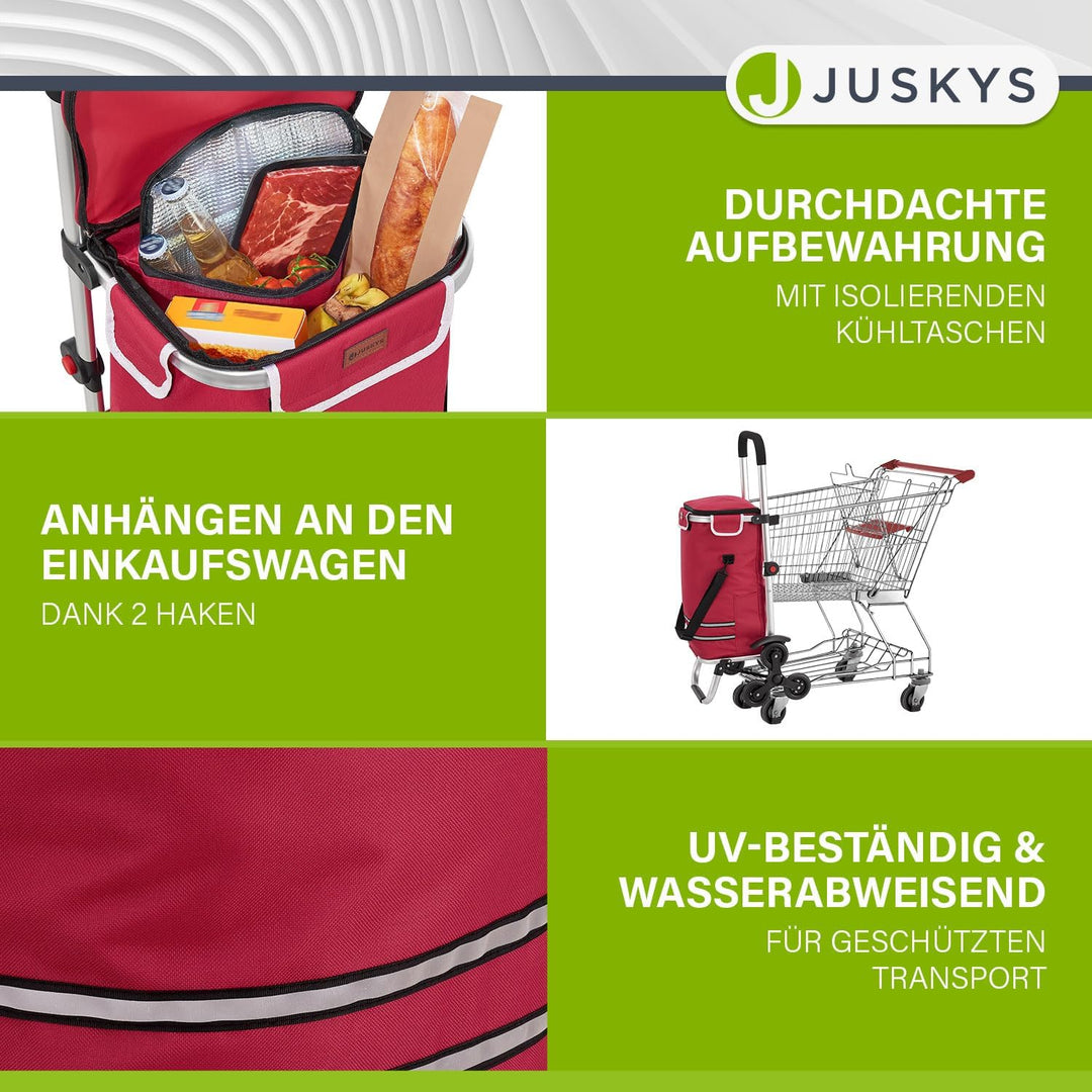 Juskys 3in1 Einkaufstrolley für Treppen - 56 L, modern & klappbar - Treppensteiger Trolley zum Shopp