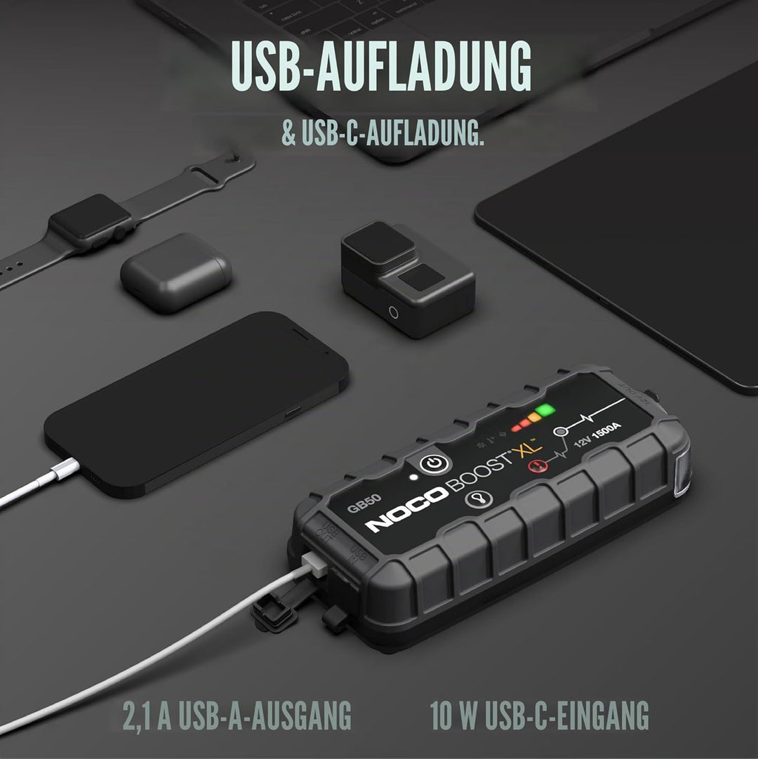 NOCO Boost XL GB50 1500A 12V UltraSafe Starthilfe Powerbank, Auto Batterie Booster, Tragbare USB Lad