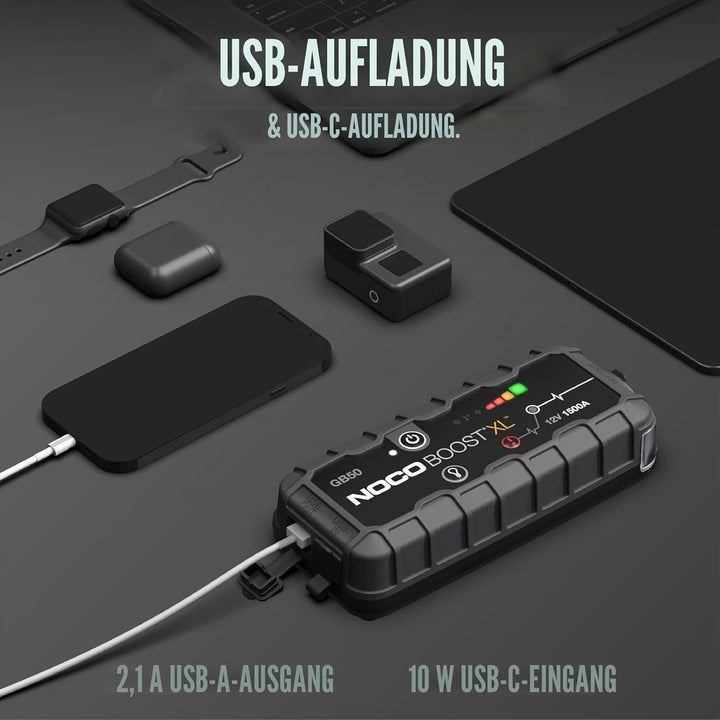 NOCO Boost XL GB50 1500A 12V UltraSafe Starthilfe Powerbank, Auto Batterie Booster, Tragbare USB Lad