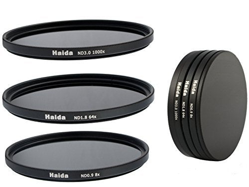 Neutral Graufilter Set bestehend aus ND8, ND64, ND1000 Filtern 46mm inkl. Stack Cap Filtercontainer