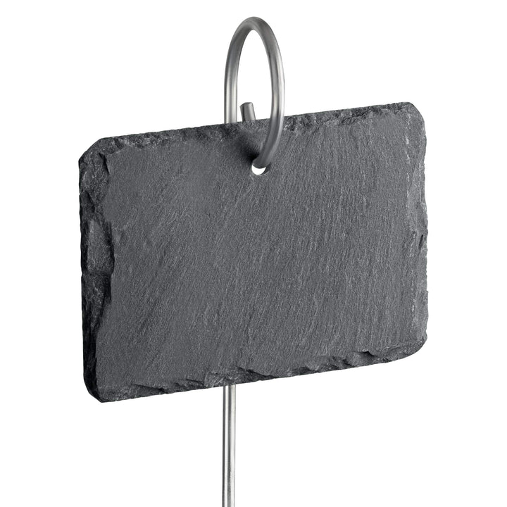 GardenMate® 10er Set Schilder aus Schiefer mit Metallstab 55cm - Stil, 10er Set Pflanzenschilder, Na