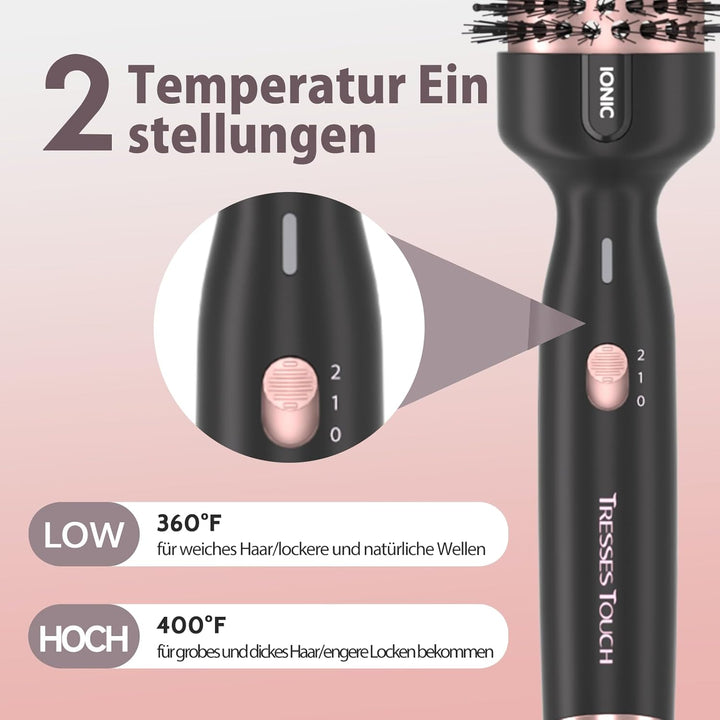 Thermobürste, 1.77 Inch Stylingbürsten Negativ-Ionen, Wärmebürste Rundbürste mit 2 Temperaturstufen,