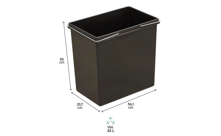 ARREGUI CBZ00684 Ersatzeimer für Mülltrennsysteme | 23 L |Extra Grosses Fassungsvermögen | Inneneime