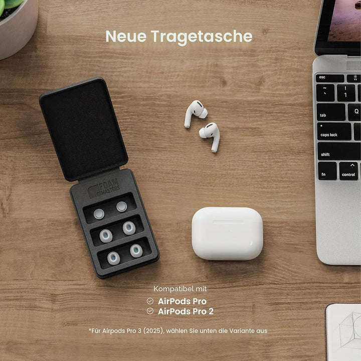 Foam Masters Ohrstöpsel aus Memory-Schaum für AirPods Pro 1. und 2. Generation, 3 Paar, 4.0, bequem,