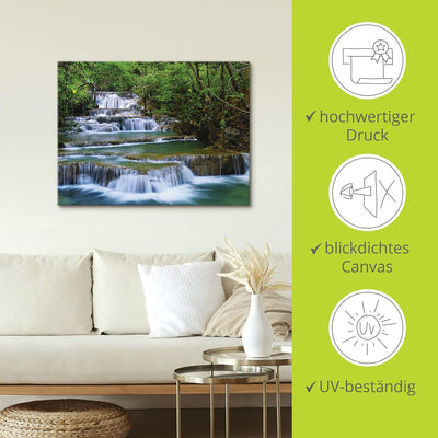 ARTland Leinwandbilder Wandbild Bild auf Leinwand 80x60 cm Natur Landschaft Wasserfall Wald Thailand