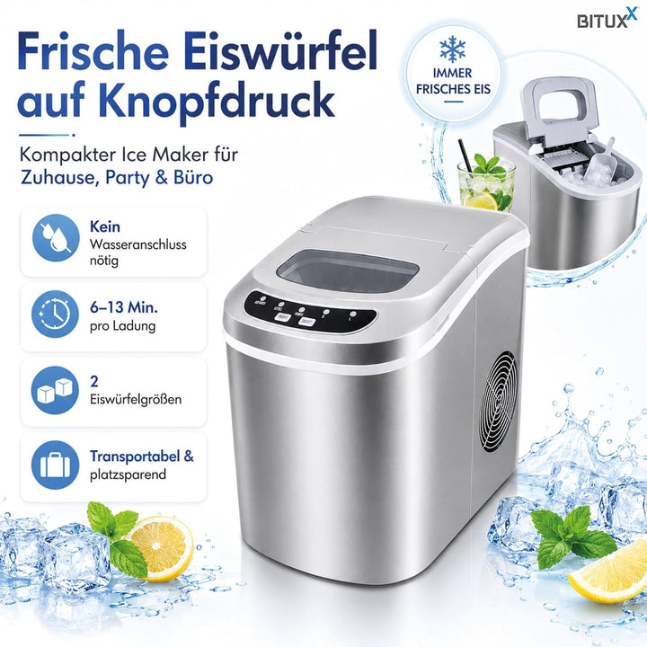 ms-point Eiswürfelmaschine, Eiswürfelbereiter, Icemaker in Silber