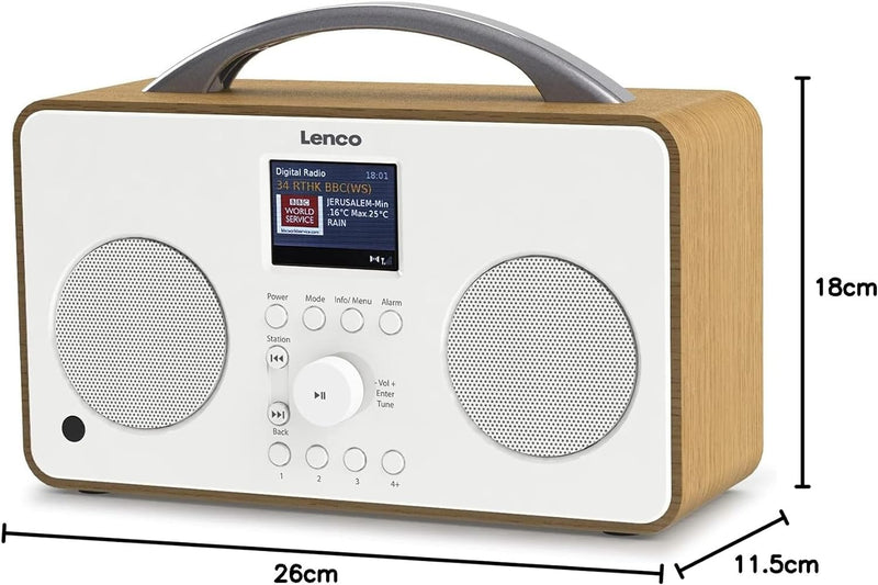 Lenco PIR-645WH - tragbares Internetradio - W-LAN - DAB+ und FM Empfänger - Bluetooth - 2,6“ TFT Bil