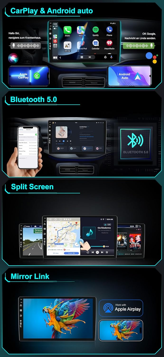 SXAUTO Autoradio Android 12 Passt für Citroen C4 C4L DS4 (2013-2017) - Built-in Carplay/Android Auto