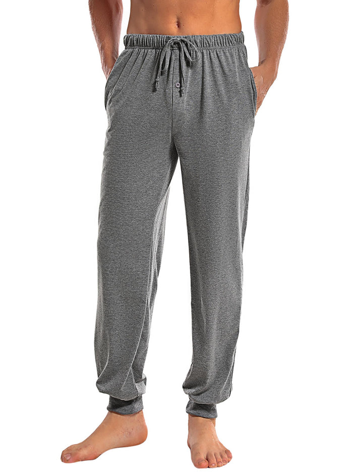Marvmys Schlafanzughose Herren Lang mit Bündchen Einfarbige Pyjamahose für Männer Schlafhose Haushos