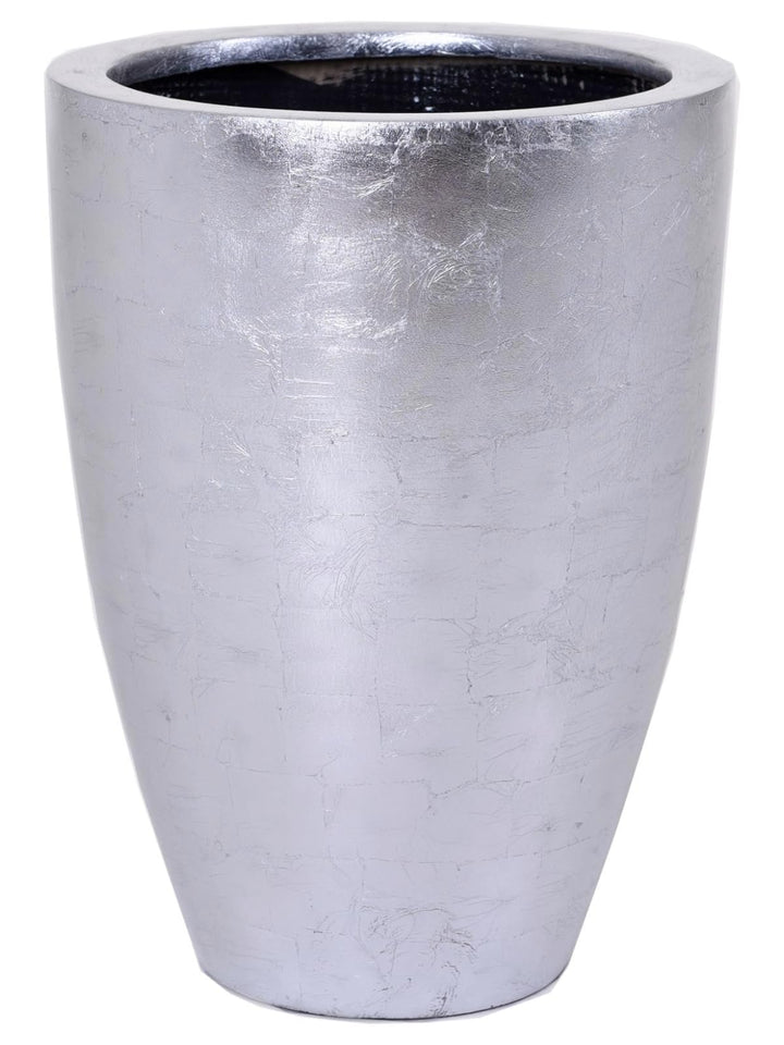VIVANNO Pflanzkübel Pflanzgefäss Blumenkübel exklusiv Fiberglas Silber Opala - 55 x 40 cm Silber Hoc