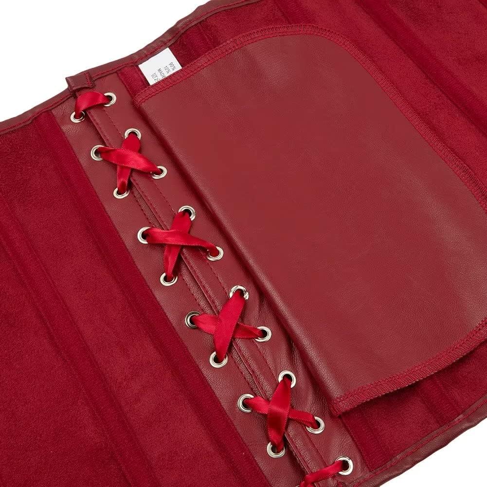 Josamogre Leder Korsett Top Damen Corsage Reissverschluss Sexy XXS Winered, XXS Winered