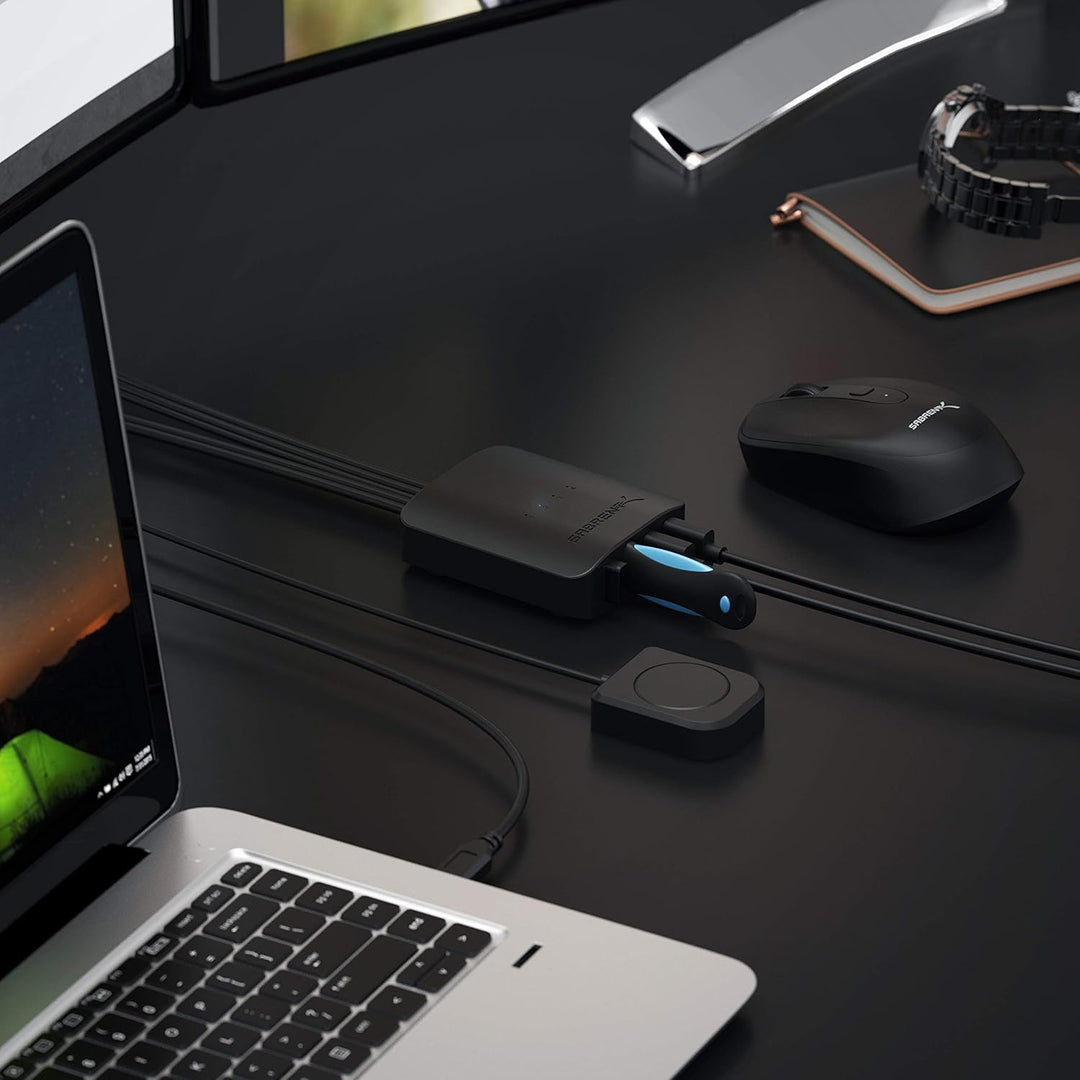 SABRENT USB Umschalter 4 PC auf 4 USB Geräte - USB-2.0-Sharing Switch mit LED-Anzeige & Ein-Klick-Um