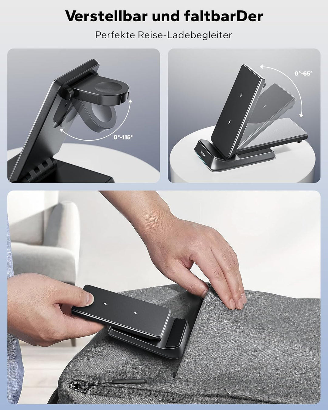 KPON 3 in 1 Ladestation für Samsung Watch und Handy, Faltbar Induktive Ladegerät für Samsung S25 Ult