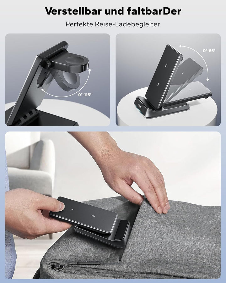 KPON 3 in 1 Ladestation für Samsung Watch und Handy, Faltbar Induktive Ladegerät für Samsung S25 Ult
