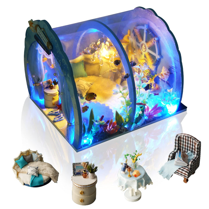 Cuteefun DIY Miniatur Puppenhaus Kit für Anfänger zu Bauen Miniatur Haus mit Möbeln und Werkzeugen S