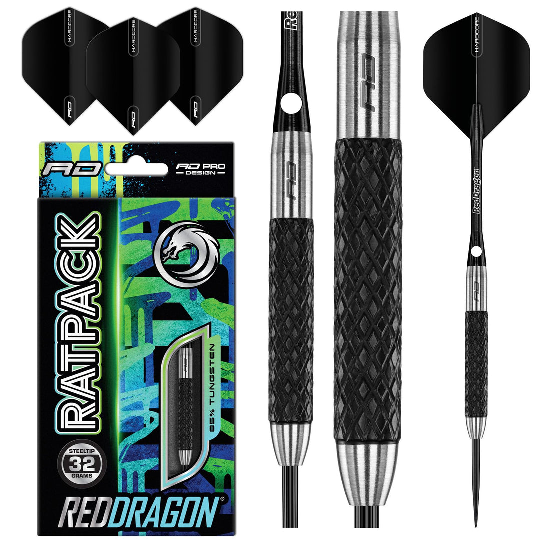 RED DRAGON Rat 26g, 28g, 25g, 30g, 32g oder 35g Tungsten Darts mit Flights und Schäfte 32.0 Gramm, 3