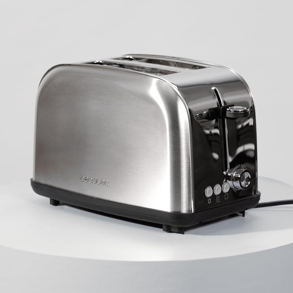 Cecotec Vertikaler Toaster 2 Kurzschlitze Toastin' time 850 Inox Lite, 850 W, 2 Scheiben Brot, 3,8 c