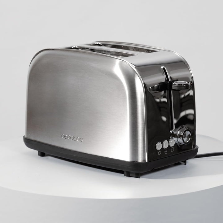 Cecotec Vertikaler Toaster 2 Kurzschlitze Toastin' time 850 Inox Lite, 850 W, 2 Scheiben Brot, 3,8 c