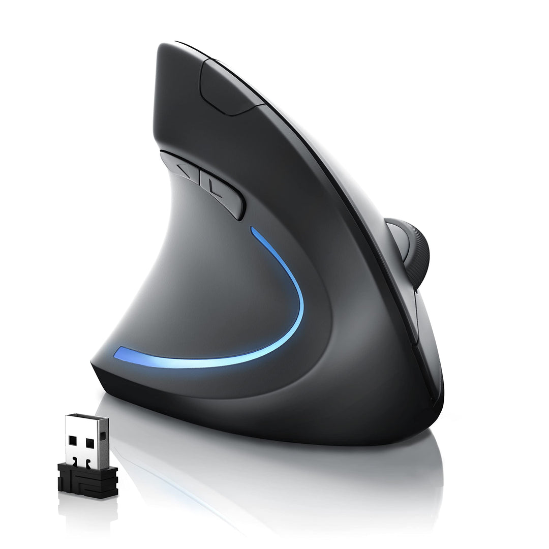 CSL – Maus kabellos für Linkshänder – Vertikalmaus Bluetooth und 2,4 Ghz Wireless Funkmaus – vertika