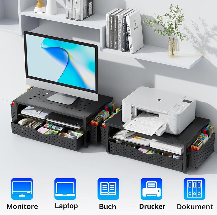 gianotter Schreibtisch-Computer-Monitorständer mit Schublade und 2 Stifthaltern, Schreibtisch-Organi