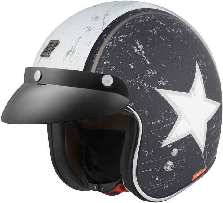 Bogotto V541 Rebel Jethelm (Black/White,XS) XS Schwarz/Weiss, XS Schwarz/Weiss