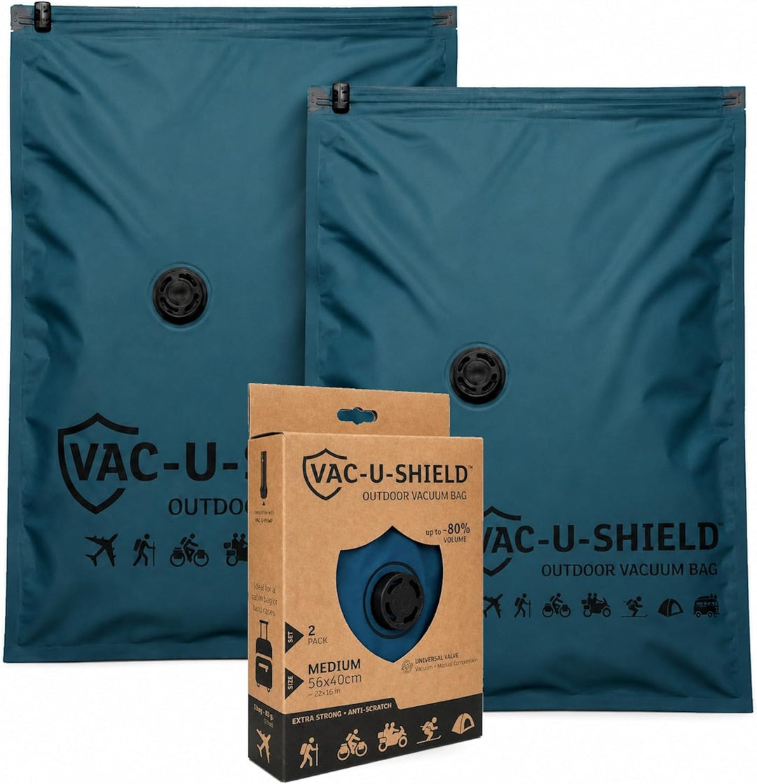 Vac-U-Shield 6 Vakuumbeutel + Vac-U-Pump, 3 Grössen S M L, Outdoor-Set | 6 Outdoor-Beutel (S M L) +