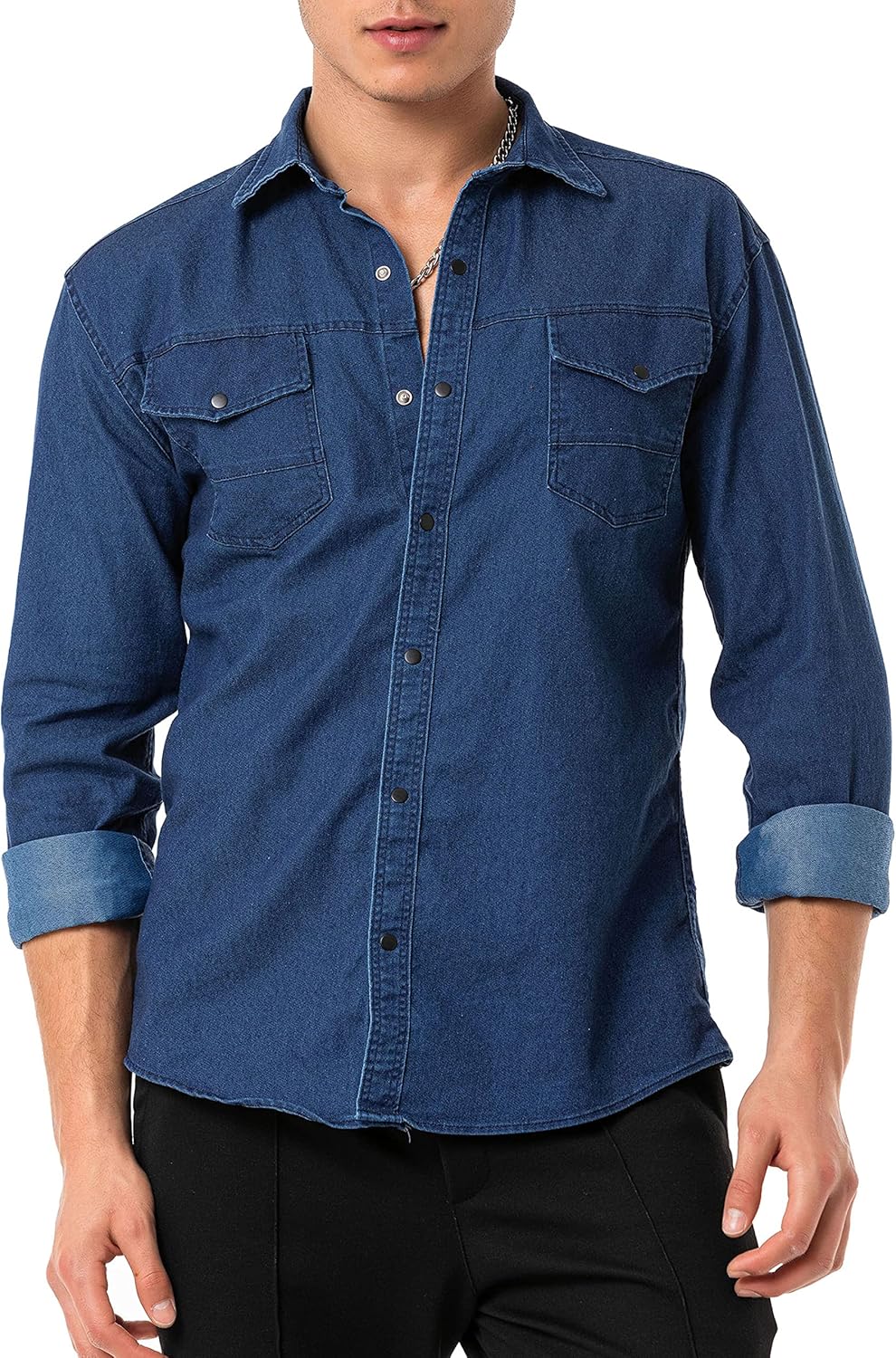 Red Bridge Herren Hemd Jeanshemd Freizeithemd Premium Denim Chest Pocket XL Dunkelblau, XL Dunkelbla