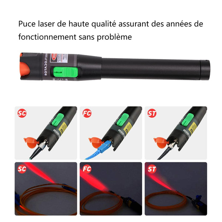 2 Stück Visual Fault Locator 30 km, Fiber-Optic-Kabel-Tester mit rotem Lichtstift, VFL mit 2,5 mm Un