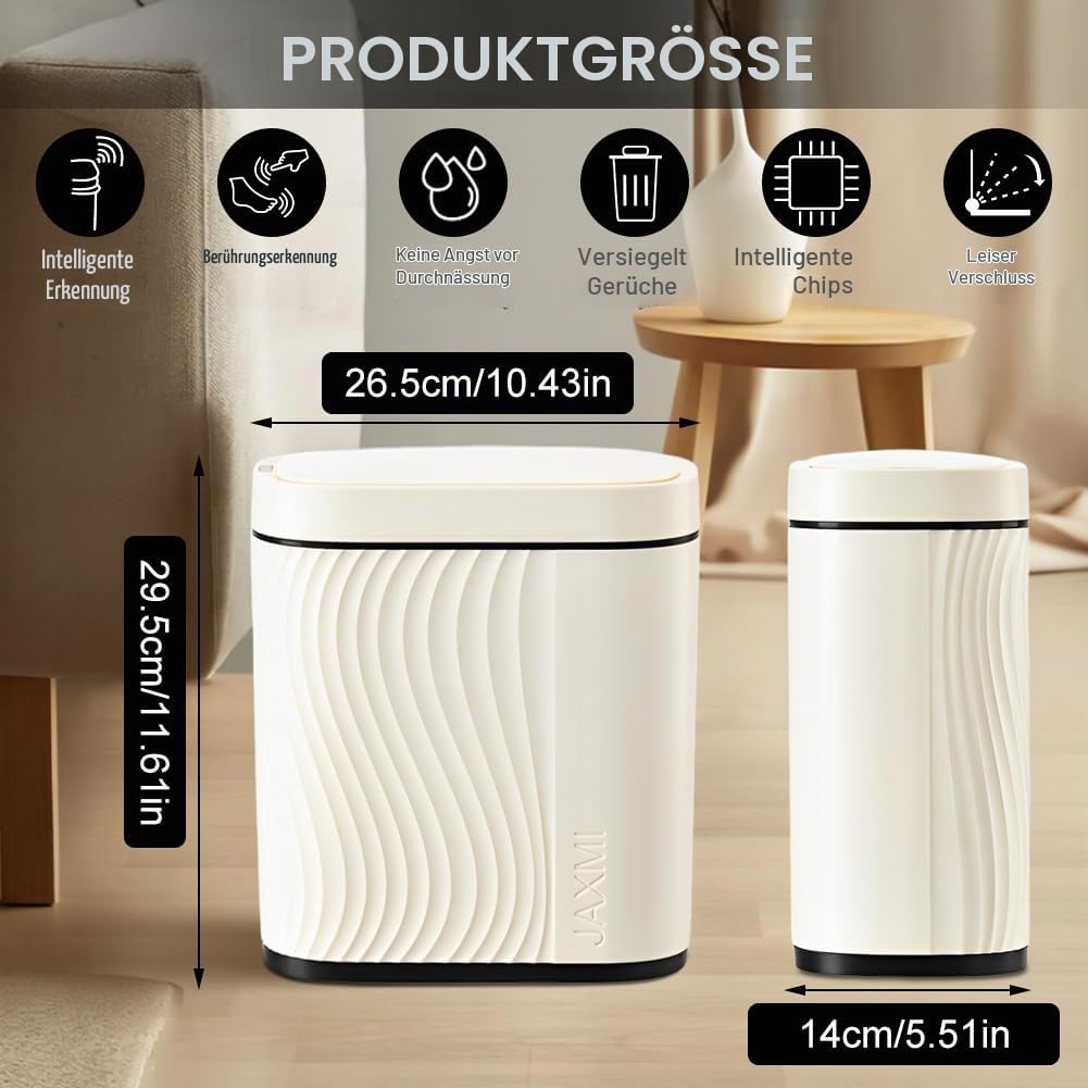 Automatischer Mülleimer Elektrisch mit Sensor - Badezimmer Mülleimer, Mülleimer Küche, Geruchsdicht