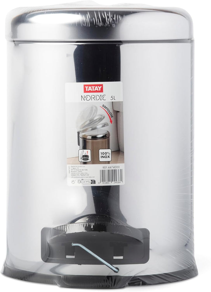 TATAY Badezimmer Mülleimer 5L mit Pedal | Hygienisches, berührungsloses Öffnen | Soft-Close, geräusc