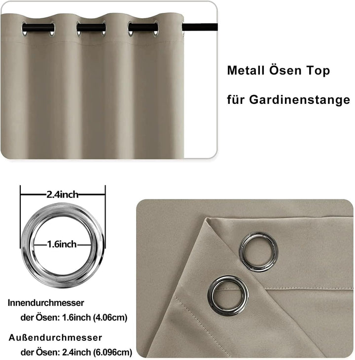 DWCN Vorhang Blickdicht Verdunkelungsgardinen mit Ösen 2 Stücke Thermogardine für Wohnzimmer,Schlafz