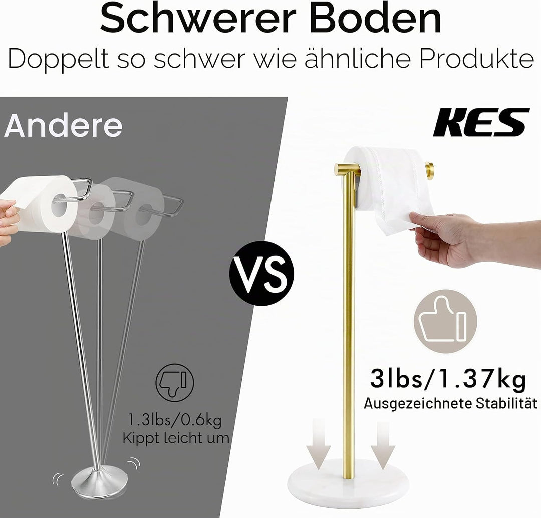 KES Toilettenpapierhalter Stehend Klopapierhalter Freistehend WC Rollenhalter Edelstahl SUS304 Kloro