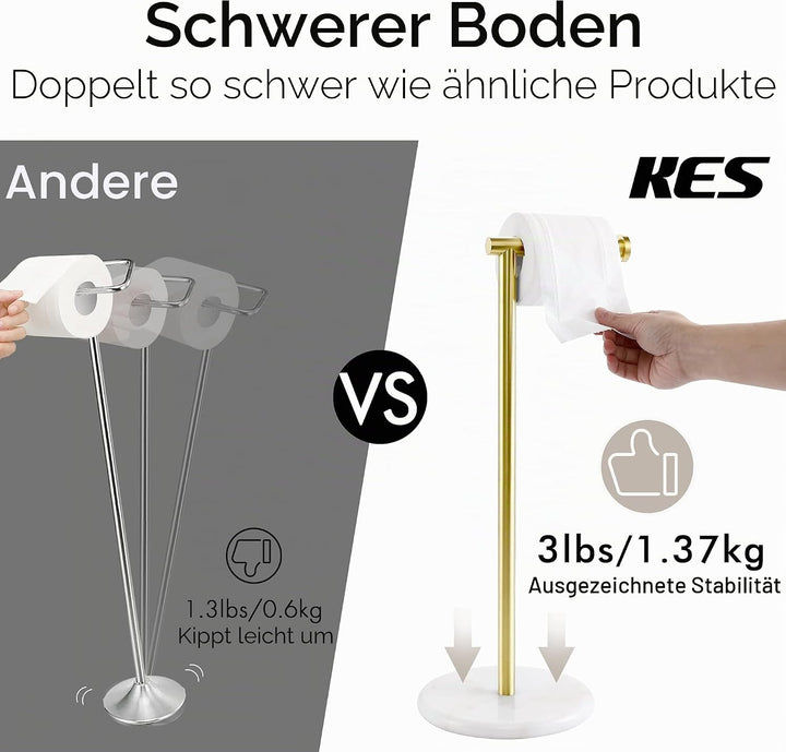 KES Toilettenpapierhalter Stehend Klopapierhalter Freistehend WC Rollenhalter Edelstahl SUS304 Kloro