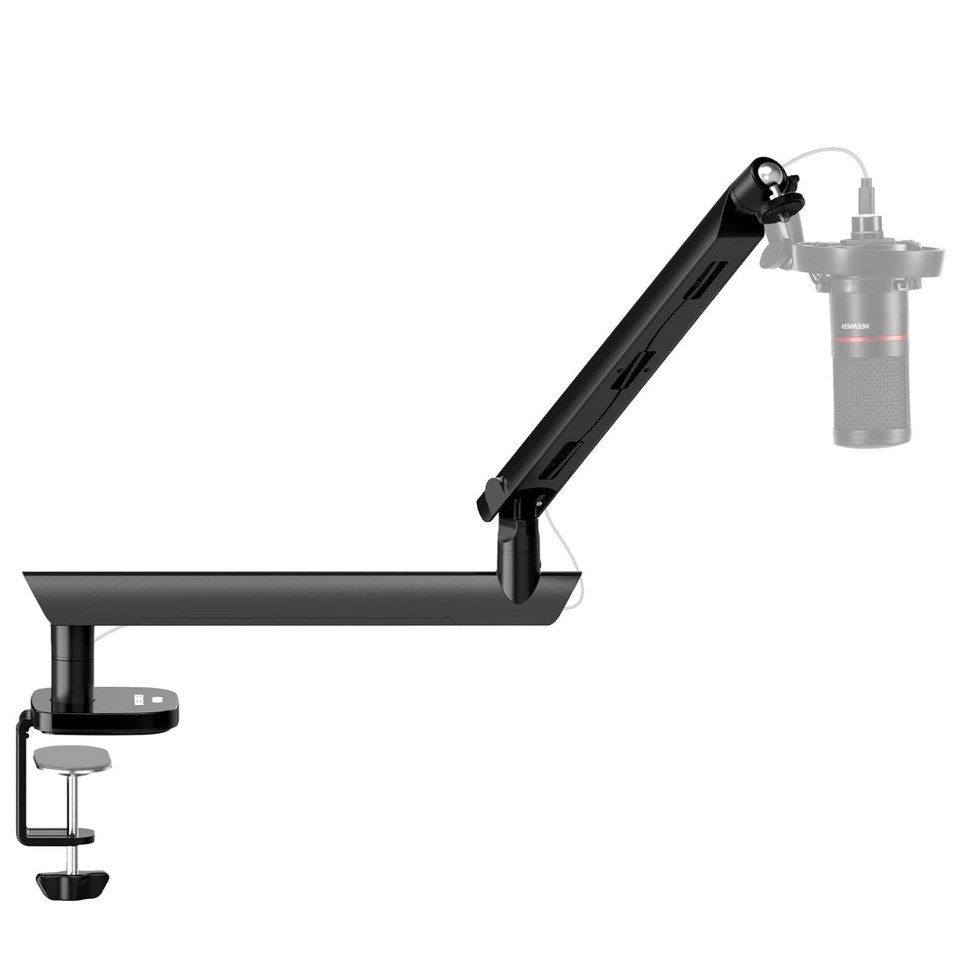 NEEWER Microphone Stand, Low Profile gedämpfter Mikrofon Halterung mit Boom Arm, 360° Kugelkopf, ver