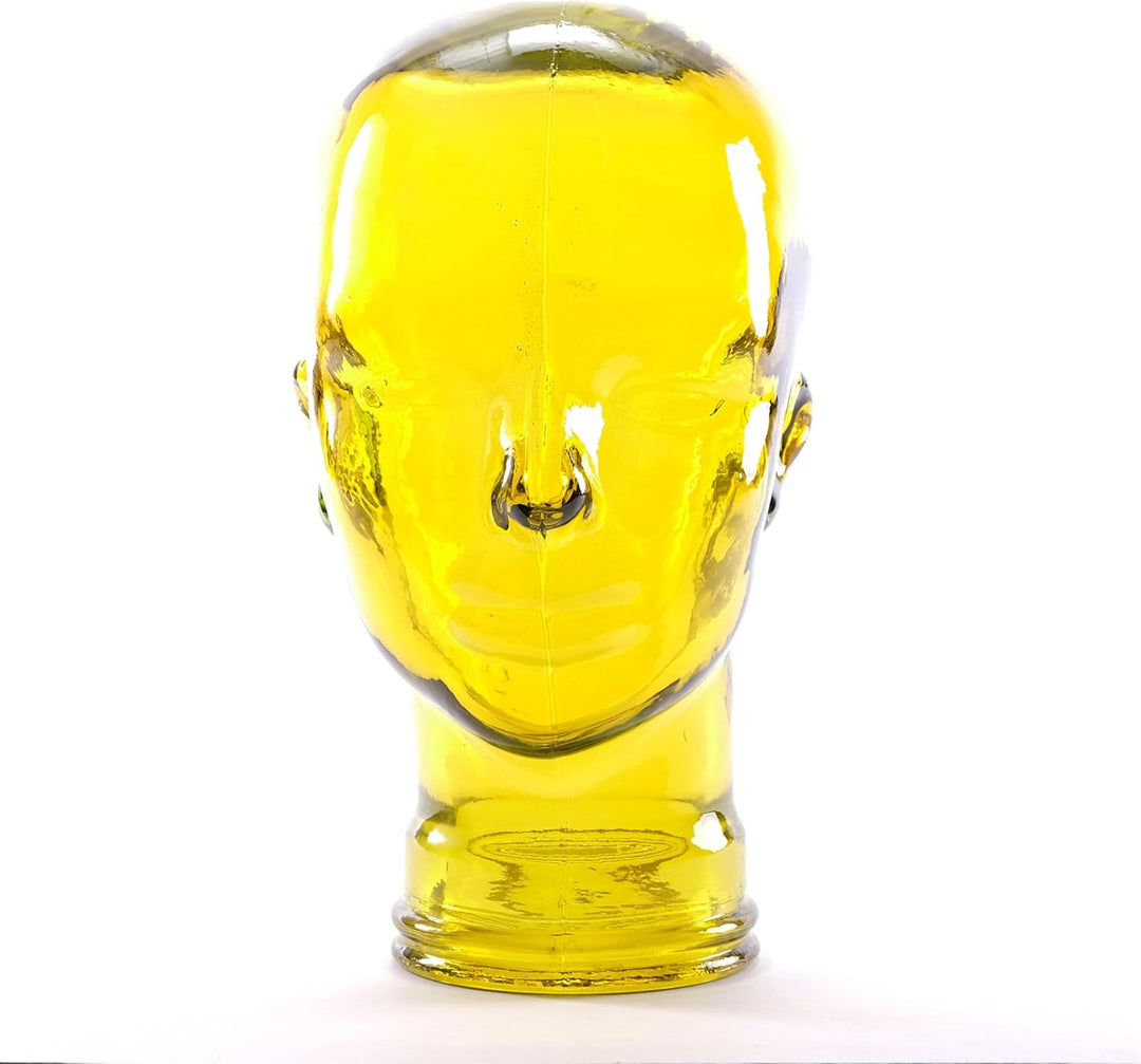 DESIGN DELIGHTS KOPFHÖRERSTÄNDER | Glas, Transparent Gelb | Deko Kopf, Glaskopf, Headset Halter, Ret