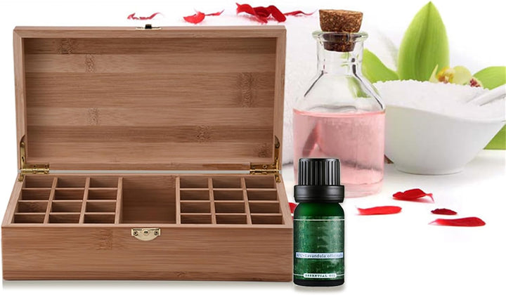 RoseFlower Bambus Ätherisches Öl Organisator Behälter Duftöle Display Ständer, 25 Löcher Aufbewahrun