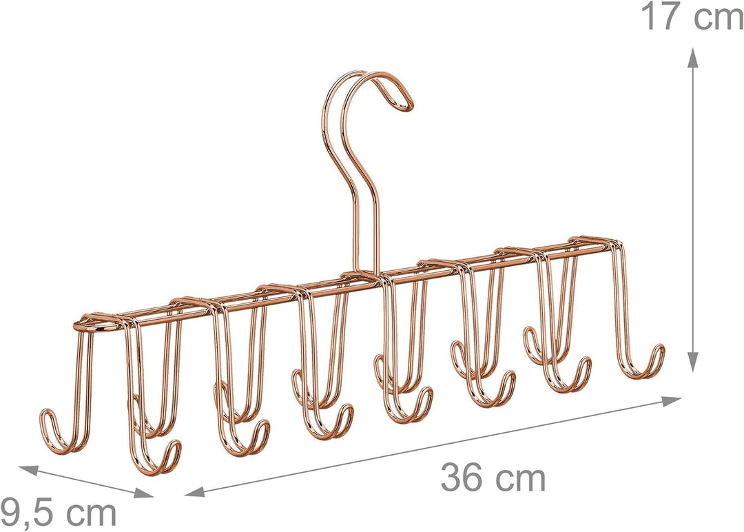 Relaxdays 5 x Gürtelhalter, Krawattenhalter aus Metall, platzsparend, je 14 Haken, Krawatten & Gürte
