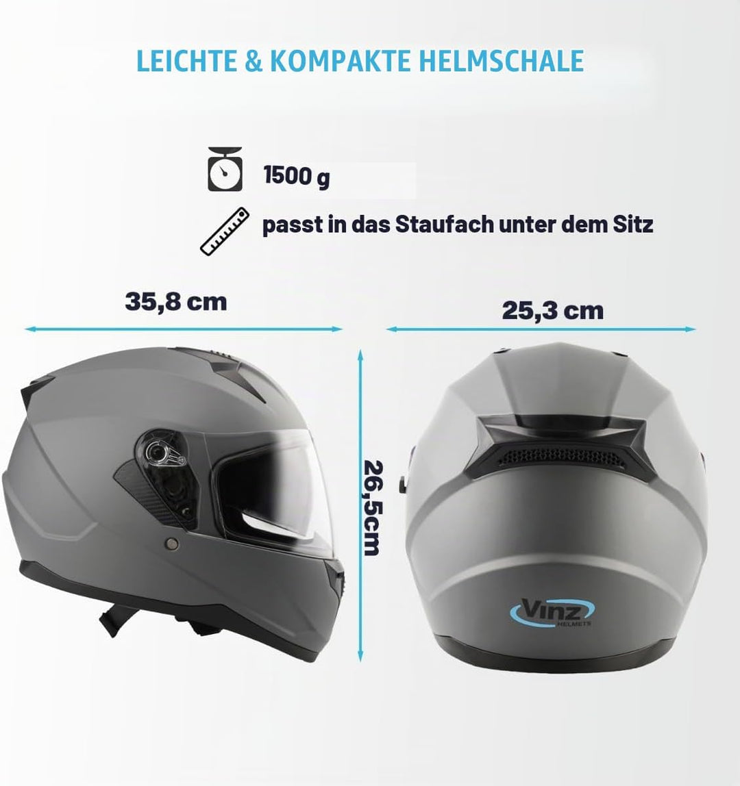 VINZ Kennet Integralhelm mit Sonnenblende | ECE 22.06 &amp; PINLOCK vorbereitet | Motorradhelm für Herre