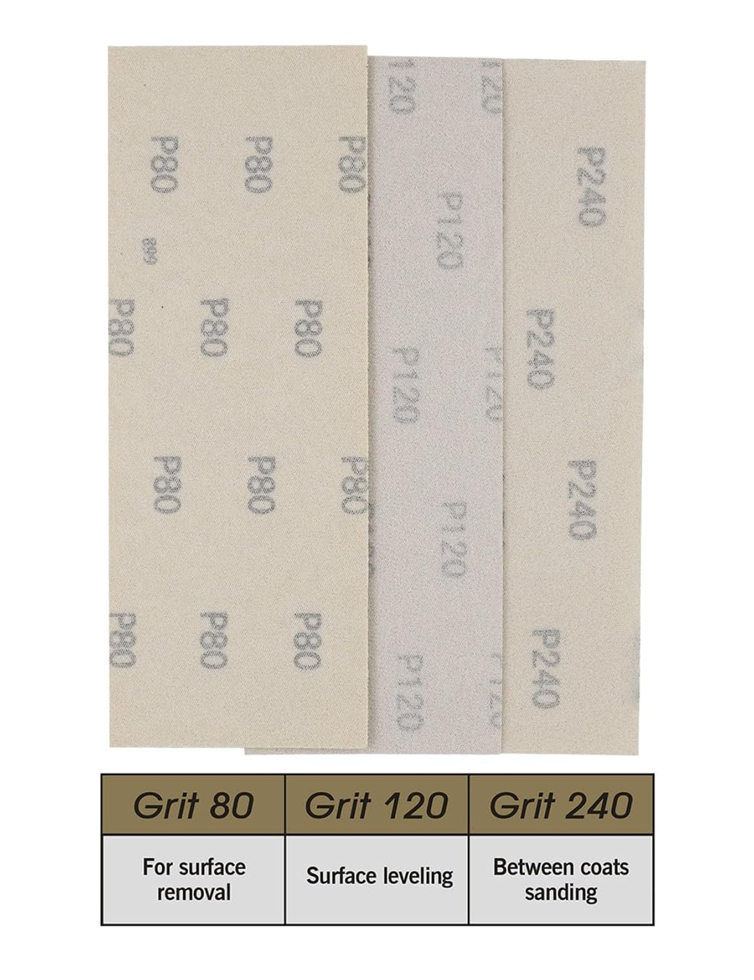 ROLLINGDOG Schleifpapierbögen – 18 Stück (Körnung 80, 120, 240), Klett-Schleifpapier für Holz, Metal