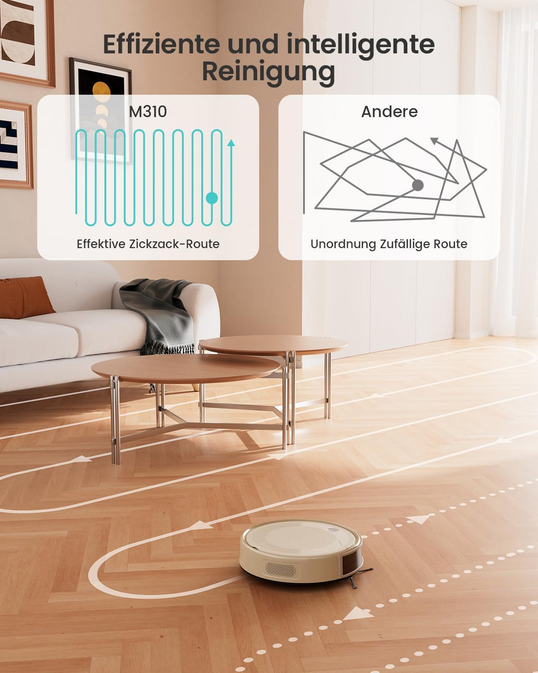 Lefant M310C Saugroboter, 4500Pa Staubsauger Roboter mit Präzise Entfernungsnavigation, 150Mins, HEP
