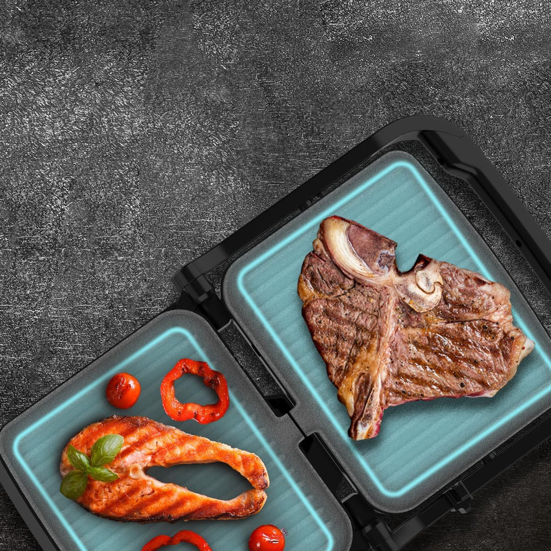 Cecotec Rock'nGrill 2000 Elektrogrill mit offenem Grill, 2000W, Öffnung 180°, Antihaftbeschichtung,