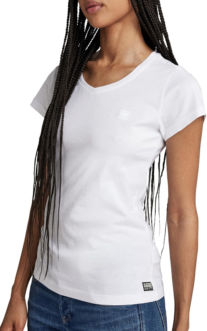 G-Star RAW Damen Eyben Slim V-Neck Top 2.0 Tops XXS Weiss (White D24533-4107-110), XXS Wei&#xDF; (Wh