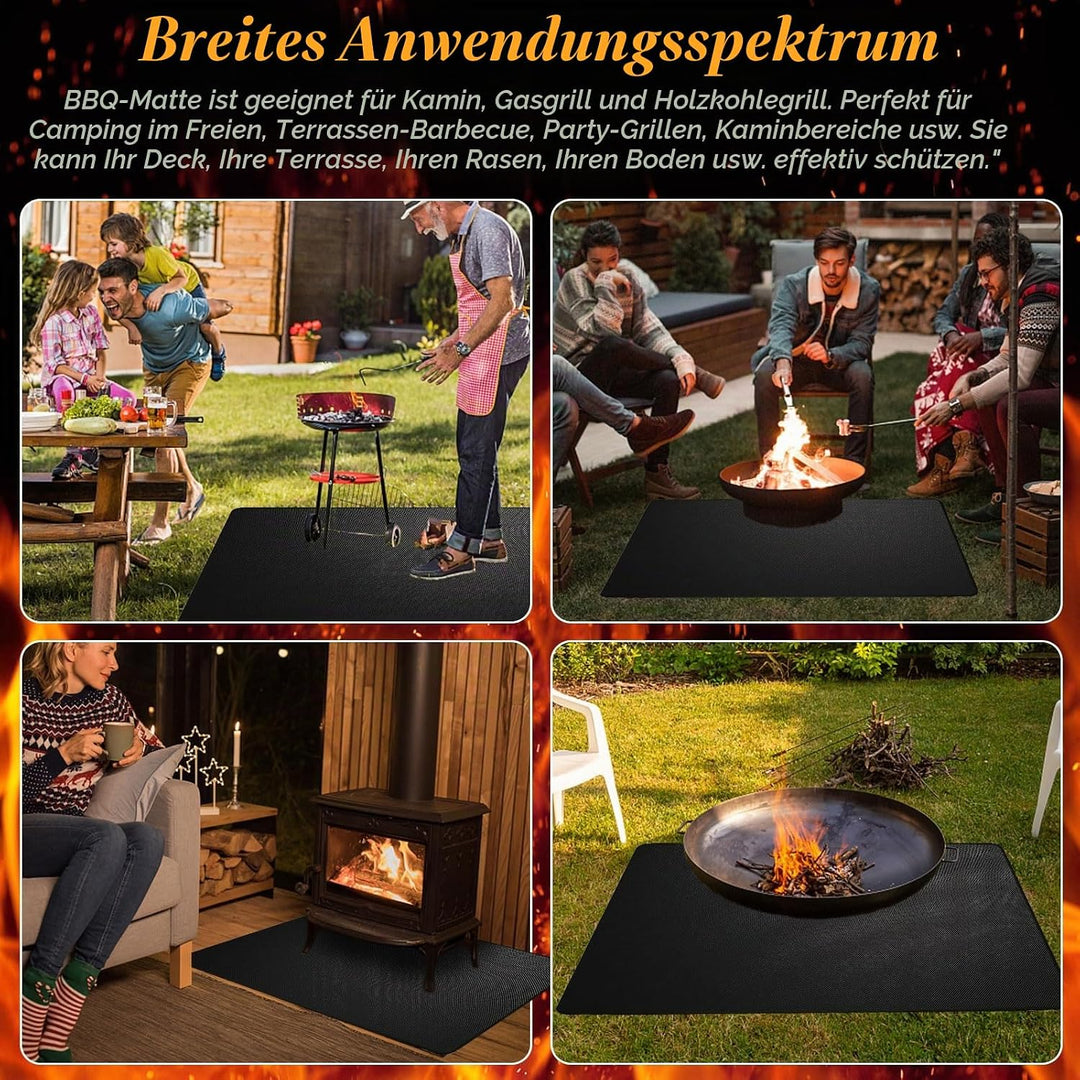 Feuerfeste Unterlage Grill, 100x150cm Matte Outdoor, Hitzebeständig bis zu 850℃, Hitzeschutzmatte Kü
