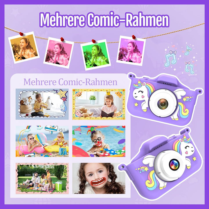 Kinderkamera mit 32GB Speicherkarte & 1080P HD – Selfie Kamera für Mädchen & Jungen ab 3 Jahren, Dig
