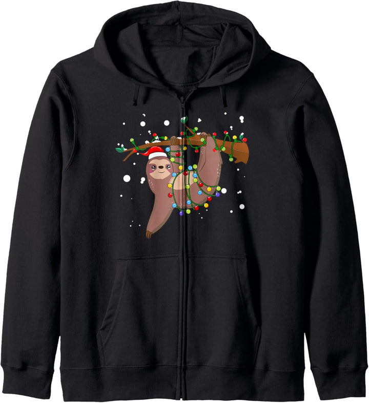 Funny Sloth Xmas Lights Santa Sloth Christmas Gifts Kapuzenjacke