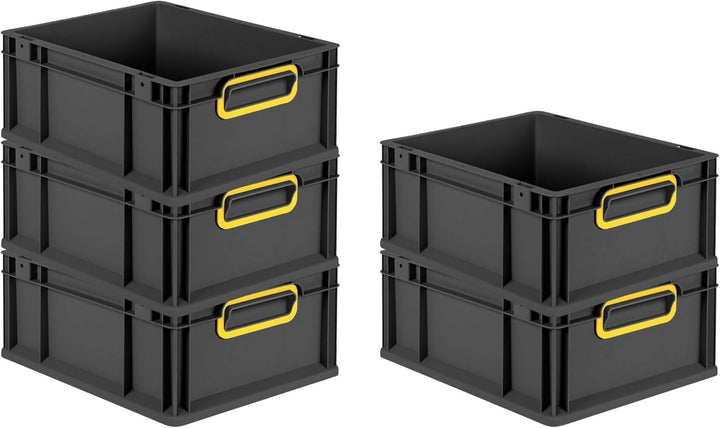 PROREGAL Eurobox NextGen Color | HxBxT 17x30x40cm | 16 Liter | Griffe gelb geschlossen | Schwarz | E