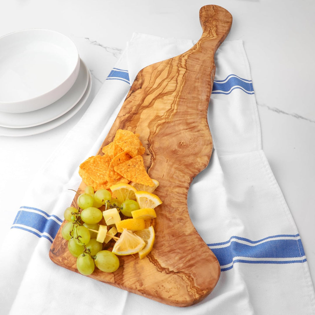Handgefertigtes Schneidebrett aus Olivenholz, 60 cm, grosses rustikales Charcuterie-Brett | Käse- un