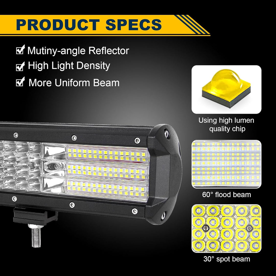 AUXTINGS 15 Zoll 390W LED-Lichtleiste 4 Reihen Spot Flood Combo Beam Off Road Lights Arbeitsleuchte