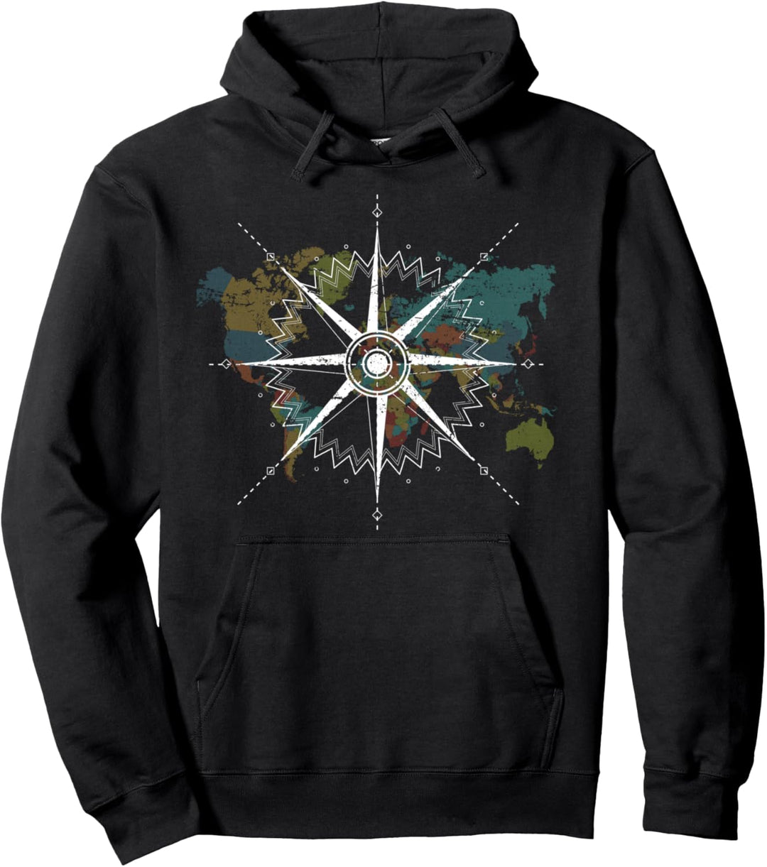 Segelschiff Segler Kompass Weltkarte Skipper Segeln Pullover Hoodie
